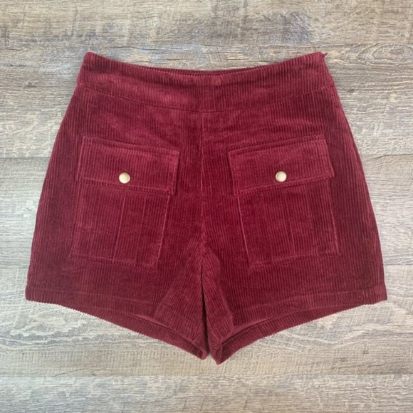 by Chapter Pants - By Chapter High Waisted Corduroy Short XS Burgundy